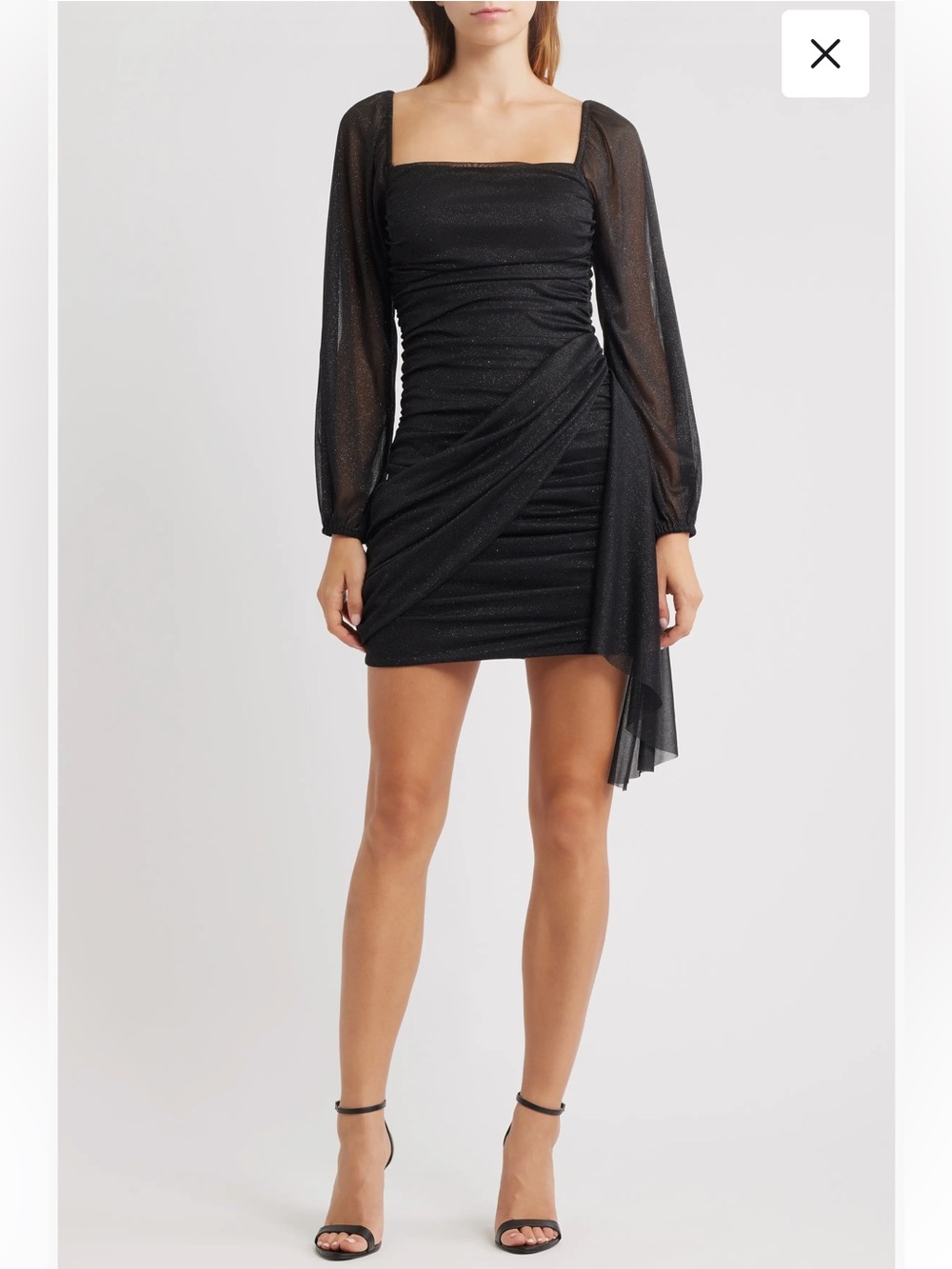 New Jump Apparel Sz XL Womens Metallic Drape Front Long Sleeve Minidress Ret $79